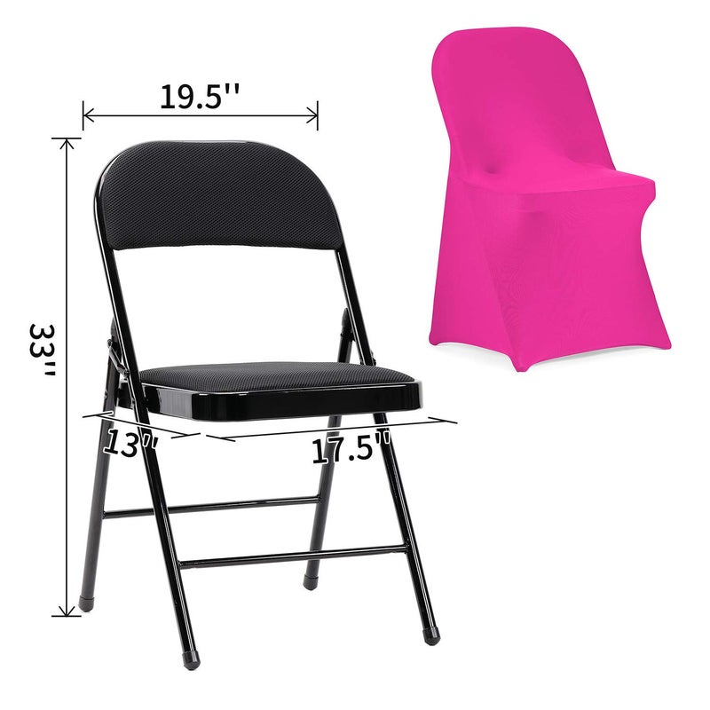 Peomeise Peomeise Stretch Spandex Folding Chair Cover for Wedding Party Dining Banquet Event (Fuchsia 12pcs)  - Image 4