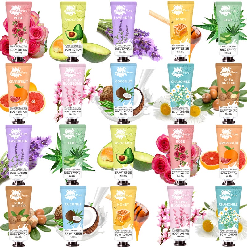 DBEAUTYM 20 Pack Lotion for Women,Body Lotion for Dry Skin, Stocking Stuffers for Women,Christmas Gifts Bulk Gifts,Teacher Gifts,Body Cream Travel Size Natural Fragrance Body Moisturizer With Shea Butter - Image 1