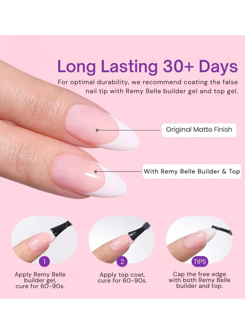 ريمي بيلا أظافر فرنش جل - أظافر فرنش جاهزة بالضغط بشكل ألموند مع برايمر وطبقة أساس مُسبقة 150 قطعة - Image 5