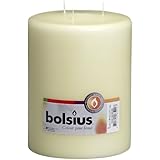 BOLSIUS 3 Wick Ivory Pillar Candles - Burning Time 100 Hours Candle Set - 6-inch x 8-inch Dripless Candle - Perfect for - Image 1