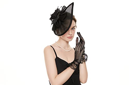 GurZinn Vintage Fascinators for Women Pillbox Hats 20s 50s with Feather Headband Bridal Wedding Tea Party - Image 3