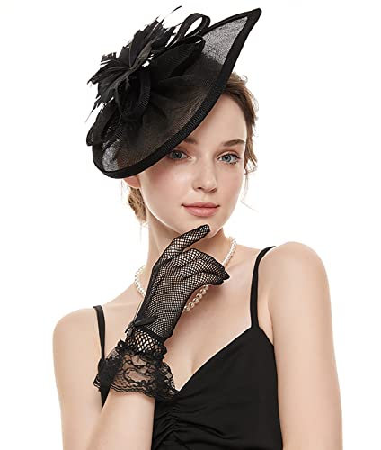 GurZinn Vintage Fascinators for Women Pillbox Hats 20s 50s with Feather Headband Bridal Wedding Tea Party - Image 1