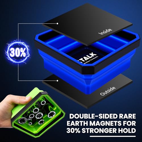 DIKTALK Foldable Magnetic Parts Tray Set - 4 Pack Color-Coded Collapsible Trays, 2lb Capacity & Strong Magnet Base for Auto Repair, Mechanics, Workshop Organization (4.5" Square) - Image 3