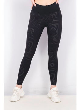 Women Printed Long Tight, Black
