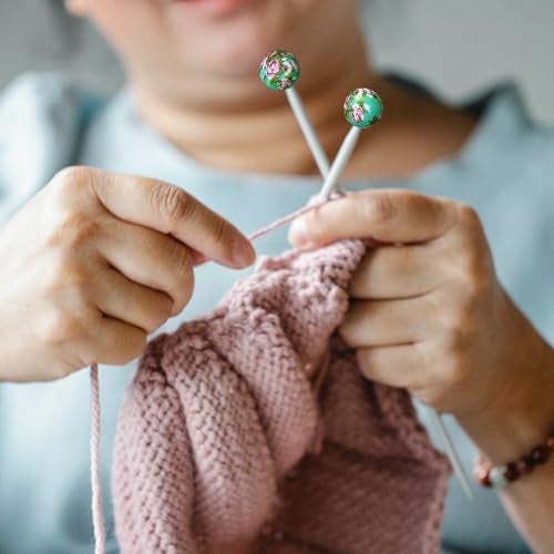 SPANSEE 8 PCS Round Ball Flower Print Stitch Stoppers, Knitting Needle Point Protectors, Stitch Holders for Knitting, Knitting Needle Caps, Knitting Supplies fit Size 2.5-13 (3mm-9mm) Needles - Image 5