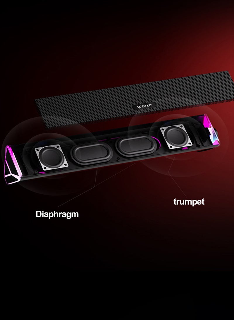 LOOPITYS RGB computer audio, gaming laptop, desktop wired Bluetooth speaker, long strip illuminated subwoofer - Image 4