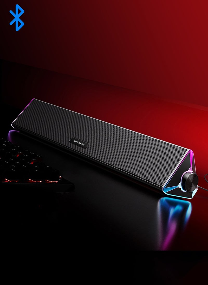 LOOPITYS RGB computer audio, gaming laptop, desktop wired Bluetooth speaker, long strip illuminated subwoofer - Image 1