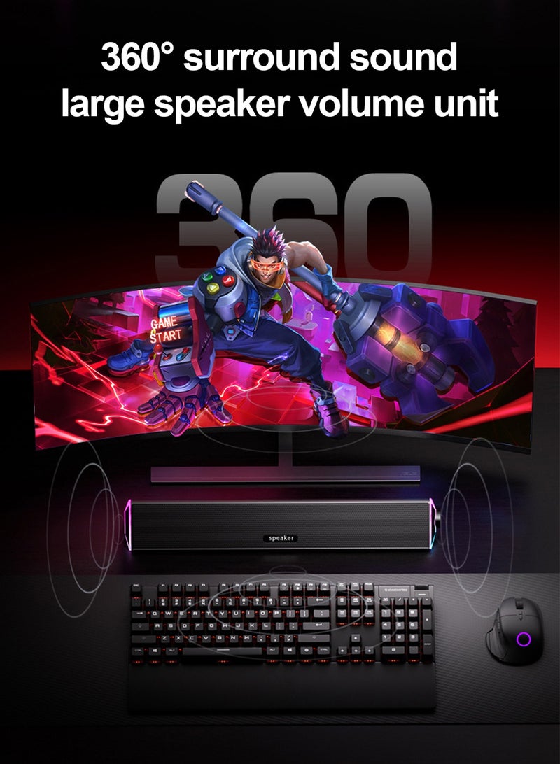 LOOPITYS RGB computer audio, gaming laptop, desktop wired Bluetooth speaker, long strip illuminated subwoofer - Image 5