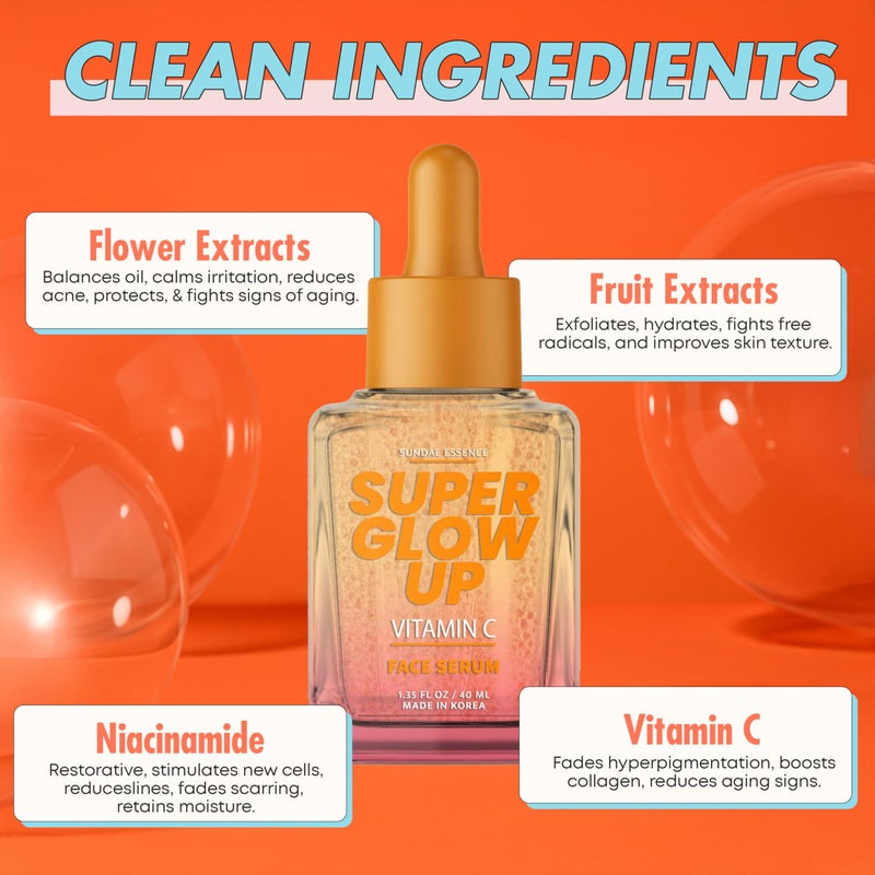 Sunday Essence سيروم فيتامين سي للوجه من سانداي إيسنس - مختبر من قبل أطباء الجلد، مضاد للشيخوخة، يضيء ويوحد لون البشرة - مرطب ومنعش للعناية بالبشرة الكورية - نباتي، خالي من البارابين، جمال نظيف - 1.69 أونصة سائلة - Image 3