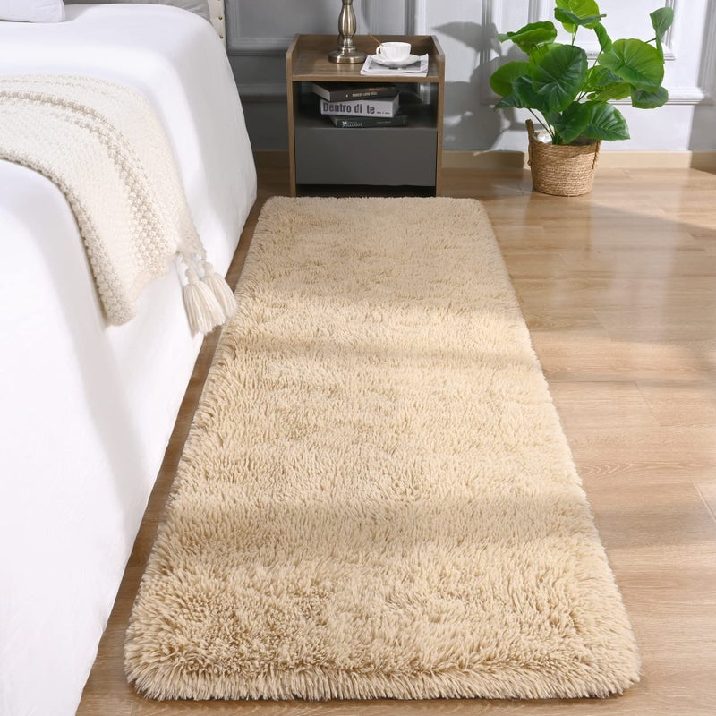 DETUM 2X3 Rug Small Beige Rug Light Tan Fluffy Rugs for Bedroom Kicthen Entryway Hallyway Washable Area Rug Super Soft Throw Rug Room Decor Plush Rugs Kids and Pets Friendly - Image 1