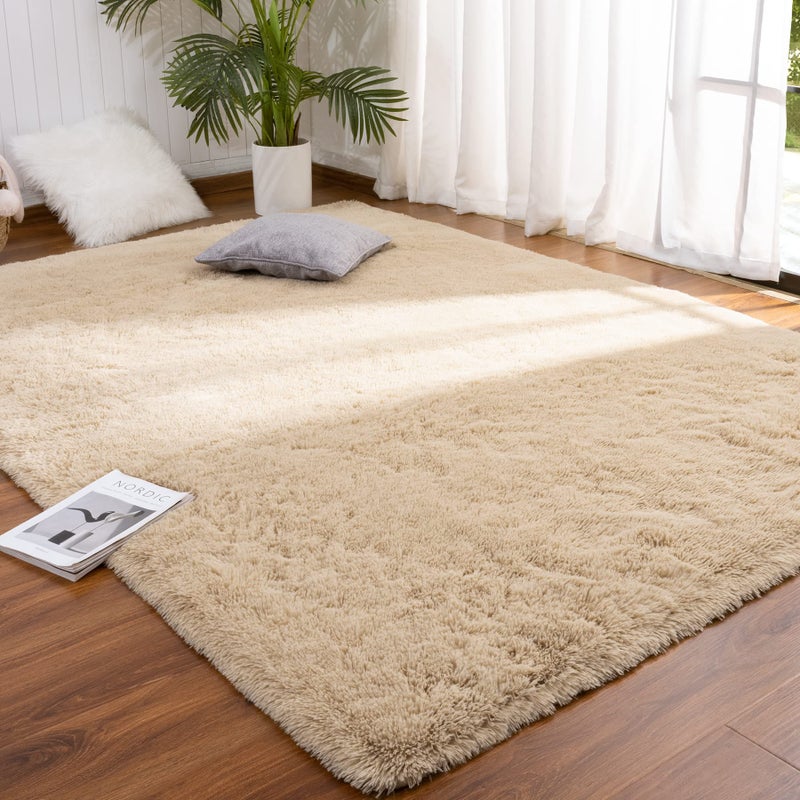 DETUM 2X3 Rug Small Beige Rug Light Tan Fluffy Rugs for Bedroom Kicthen Entryway Hallyway Washable Area Rug Super Soft Throw Rug Room Decor Plush Rugs Kids and Pets Friendly - Image 2