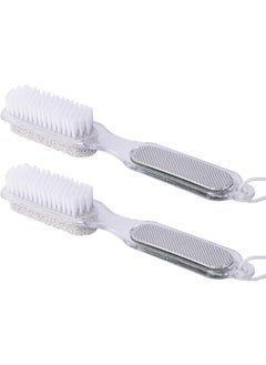 2 Pcs 4 in 1 Foot File Callus Remover Multipurpose Pedicure Tools for Feet with Brush Foot Rasp Pumice Stone  Sand Paper Remove Hard Skin Foot Scrubber Brush for Women Men Feet Care