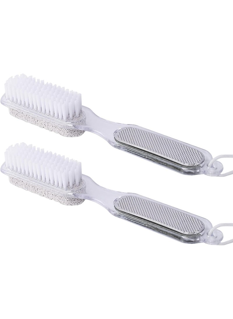 Roucerlin - 2 Pcs 4 in 1 Foot File Callus Remover Multipurpose Pedicure Tools for Feet with Brush Foot Rasp Pumice Stone  Sand Paper Remove Hard Skin Foot Scrubber Brush for Women Men Feet Care - Image 1