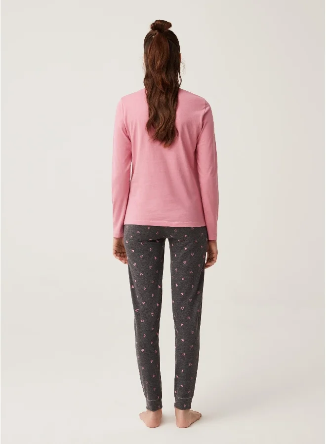 او في اس Ovs Full-Length Pyjamas With Hearts And Cats Print