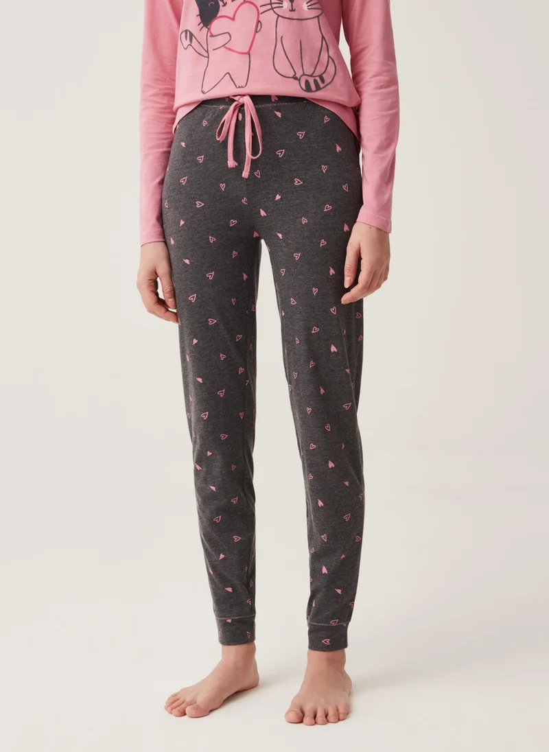 Ovs Ovs Full-Length Pyjamas With Hearts And Cats Print