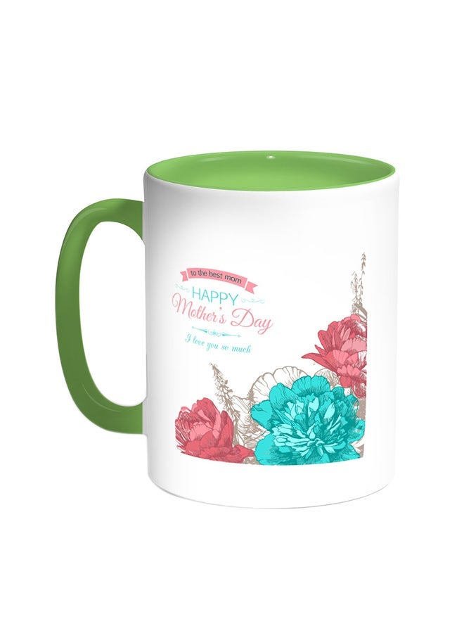 RYN Happy Mother's Day Printed Coffee Mug Green/White 11ounce