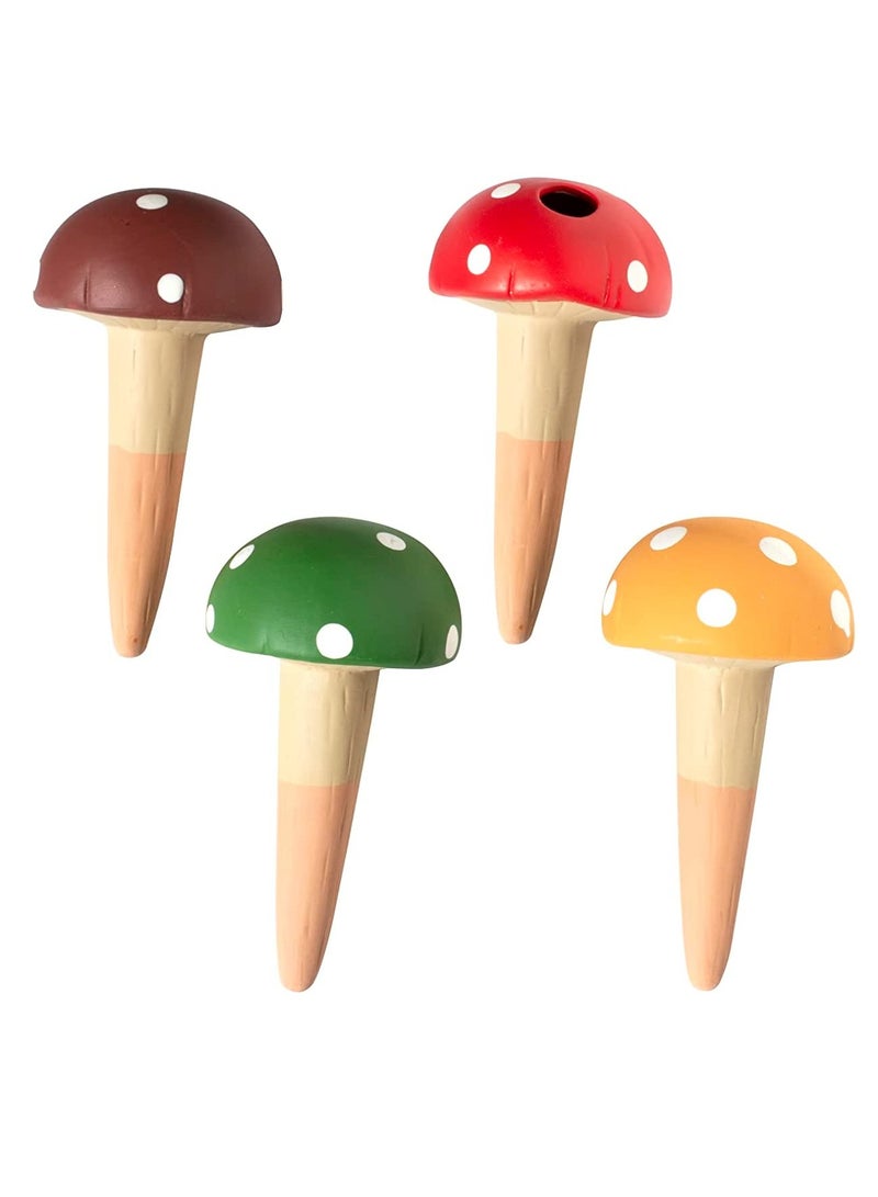 Indoor Plant Terra Cotta Watering Stakes Mushroom Water Spikes Automatic Self Water Stakes Self Watering Watering Spikes Automatic Plant Waterer for Indoor & Outdoor 110ML x 4 - Image 1