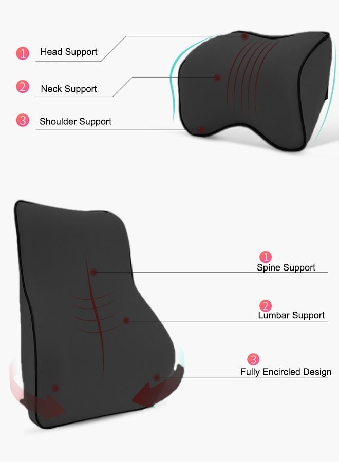 Generic Car Backrest Cushion Lumbar Support Car Neck Pillow Kit  High Rebound Car Seat Cushion Memory Foam  Ergonomic Design  Improves Vision Posture Universal Car Seat - Image 2