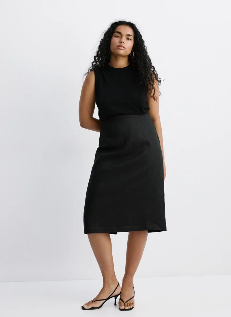 مانجو Linen Midi Skirt