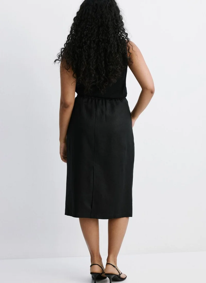 مانجو Linen Midi Skirt