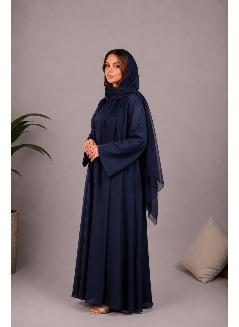 اوفيليا عباية رينا – عباية خضراء فاخرة متدفقة مع حجاب ناعم متناسق - Image 4