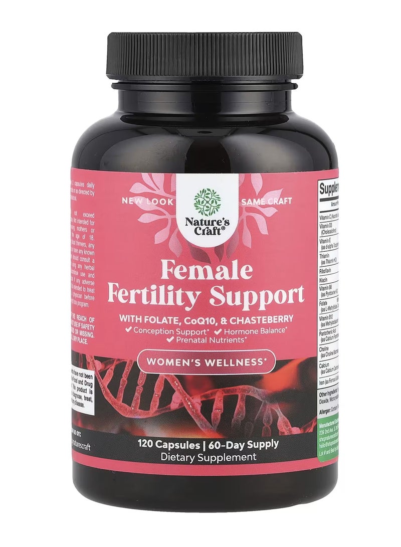 Nature's Craft Women's Wellness, Female Fertility Support with Folate, CoQ10, & Chasteberry, 120 Capsules