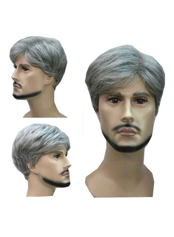 KOLIGHT Olight Hot Fashion Short Curly Gray Gloomy Flaxen Men Wigs Natural Looking Synthetic Hair Wig - Image 4