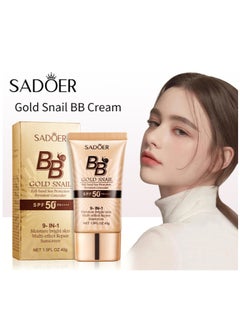 SADOER BB Cream with SPF 50, 9 in 1 BB Cream Sunscreen SPF 50 Waterproof Sweatproof, Foundation Full Coverage Tinted Moisturizer, Facial Concealer for Oily Skin, Dry Skin 40g  - Image 1