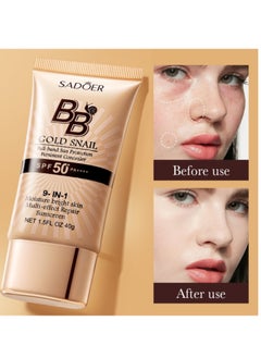 SADOER BB Cream with SPF 50, 9 in 1 BB Cream Sunscreen SPF 50 Waterproof Sweatproof, Foundation Full Coverage Tinted Moisturizer, Facial Concealer for Oily Skin, Dry Skin 40g  - Image 3
