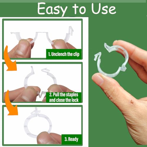 7Queen Plant Support Clips -100PK, White Tomato Clips for String Trellis, Grape Vine Clips for Garden Netting Climbing Plants, Secured Plastic Plant Clips - Image 4
