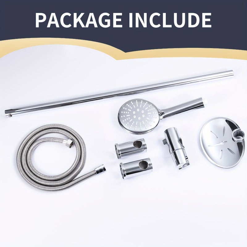 Chrome Shower Slide Bar Set With High Pressure Handheld Spray - Image 4