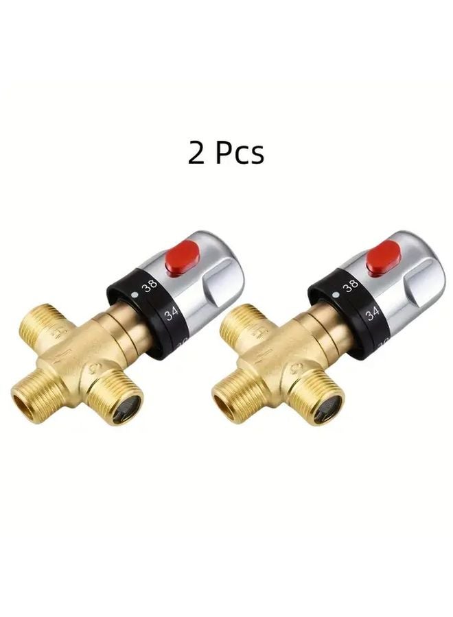 2 قطعة من صمام الدش الحراري النحاسي النقي مع التحكم المزدوج في درجة الحرارة - Image 1