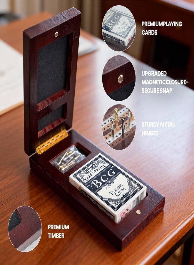 AIGOMC Cribbage Board Game Set, Magnetic Lock & Built-in Storage - 3-Track Foldable Portable Travel Board for Family & Adults to Boost Logic, Focus and Social Fun - Image 2