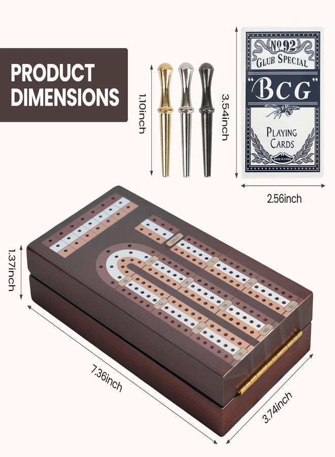 AIGOMC Cribbage Board Game Set, Magnetic Lock & Built-in Storage - 3-Track Foldable Portable Travel Board for Family & Adults to Boost Logic, Focus and Social Fun - Image 3