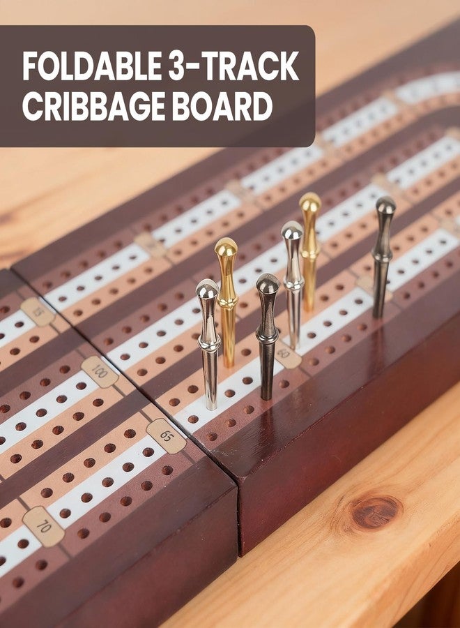 AIGOMC Cribbage Board Game Set, Magnetic Lock & Built-in Storage - 3-Track Foldable Portable Travel Board for Family & Adults to Boost Logic, Focus and Social Fun - Image 4