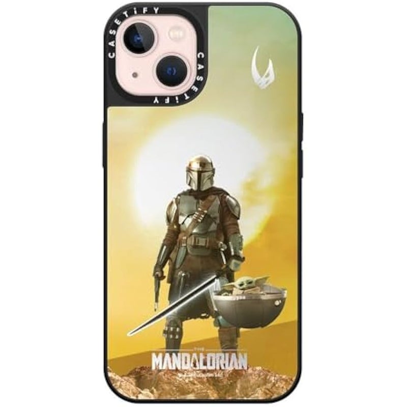 كاستيفي كاسيتي حافظة ايفون 13 ميرور 【ماندالوريان كو-لاب / حماية من السقوط بطول 5 أقدام/متوافق مع ماج سيف】 - عشيرة اثنين - فضي على اسود - Image 1