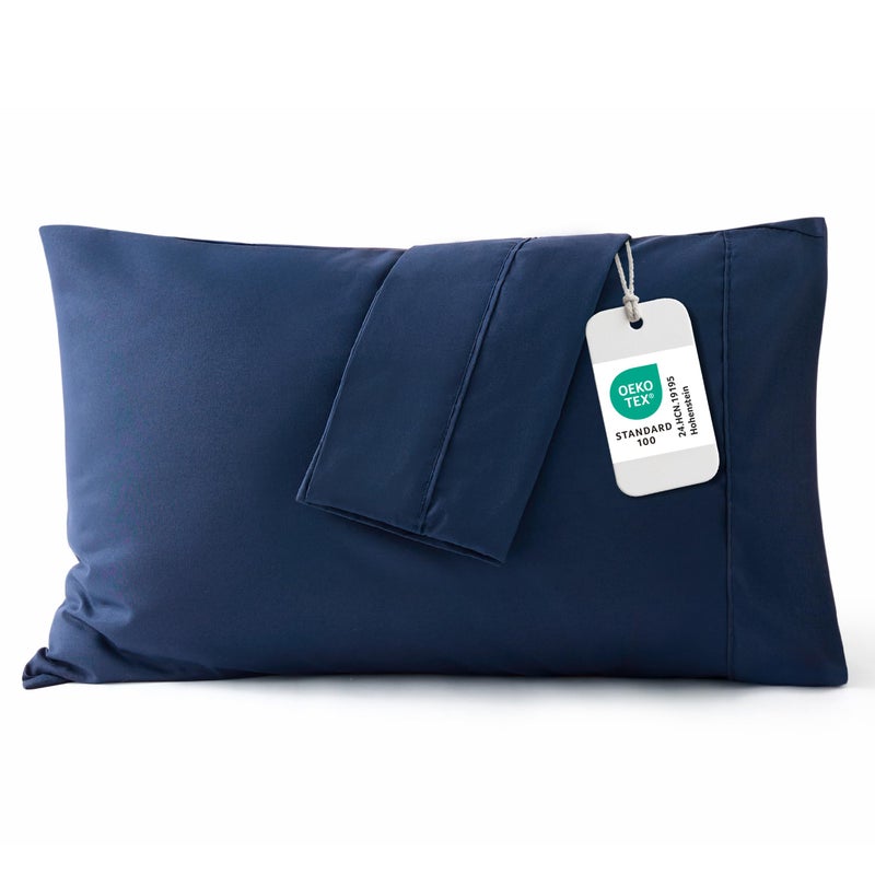 Bedsure Queen Pillow Cases Set of 2 - Navy Blue Microfiber Pillowcase 2 Pack, Super Soft and Cozy Double Brushed Pillow Case Covers with Envelope Closure for Kids, Fade Resistant, 20x30 Inches - Image 1