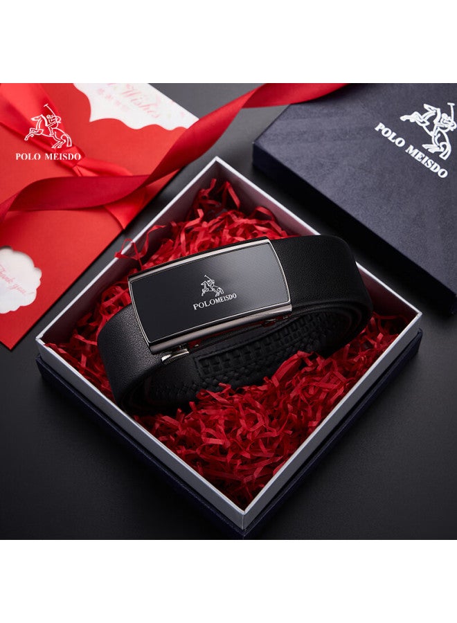 Polomeisdo Men's Leather Belt Men's Automatic Buckle Fashion Belt Birthday Gift For Boyfriend Husband Father Practical