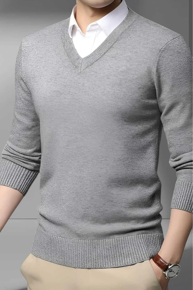Tezzgelsin Men's V Neck Long Sleeve Knitwear Non-Pilling Sweater Men's Slim Fit Sweater