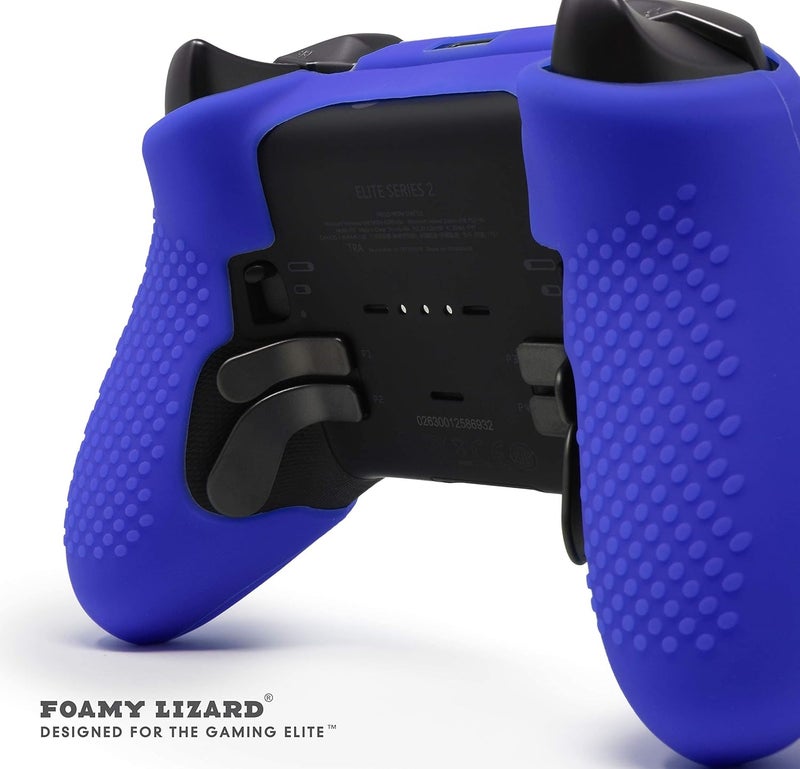 Foamy Lizard Elite Series 2 Studded Grip Skin for Xbox One Elite Series 2 Controller (NOT for Series X/S/Elite 1) by - Sweat Free Silicone w/Flat Top Anti-Slip Studs + 8 QSX-Elite Thumb Grips (Blue) - Image 3