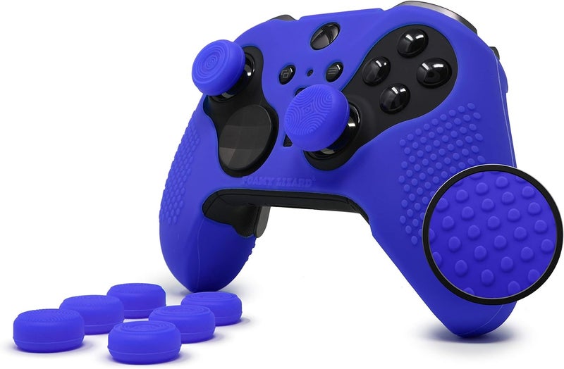 Foamy Lizard Elite Series 2 Studded Grip Skin for Xbox One Elite Series 2 Controller (NOT for Series X/S/Elite 1) by - Sweat Free Silicone w/Flat Top Anti-Slip Studs + 8 QSX-Elite Thumb Grips (Blue) - Image 1
