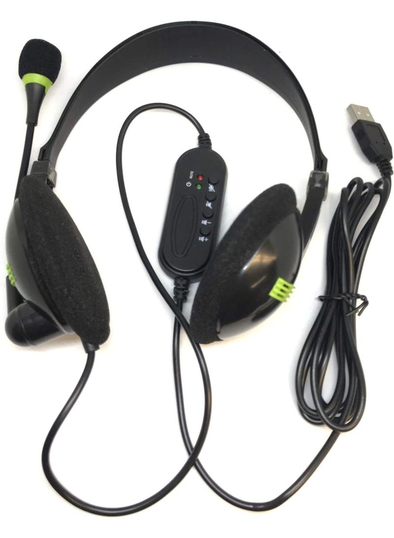 سماعة رأس للألعاب USB تُثبّت على الرأس لأجهزة الكمبيوتر المحمولة والشخصية، مزودة بميكروفون وسماعات رأس ستيريو سلكية - Image 1