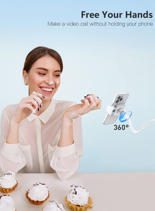 Tryone Gooseneck Phone Holder, Flexible Long Arm Mount Stand Compatible with Smartphones, Max Width 3in, Overall Length 27.5in(White) - Image 3