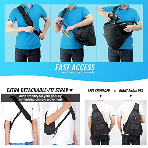 BPAULL DSLR Camera Bag Waterproof Camera Sling Backpack with Rain Cover Outdoor Travel Backpack Camera Bag Case for Laptop Canon Nikon Sony Pentax DSLR Cameras,Lens,Tripod and Accessories (Black) - Image 4