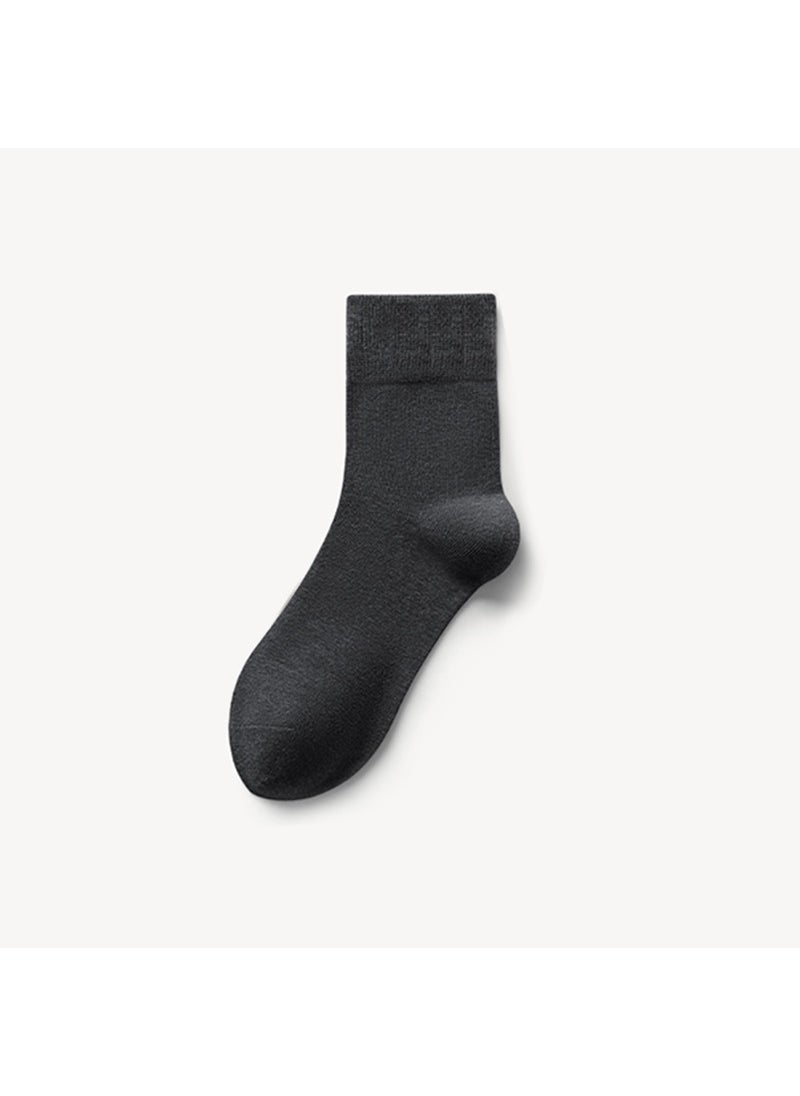 Generic - Spot wholesale mens socks cotton socks tube socks autumn and winter Deodorant Cotton socks solid color Joker business mens socks Women's/dark gray - Image 1