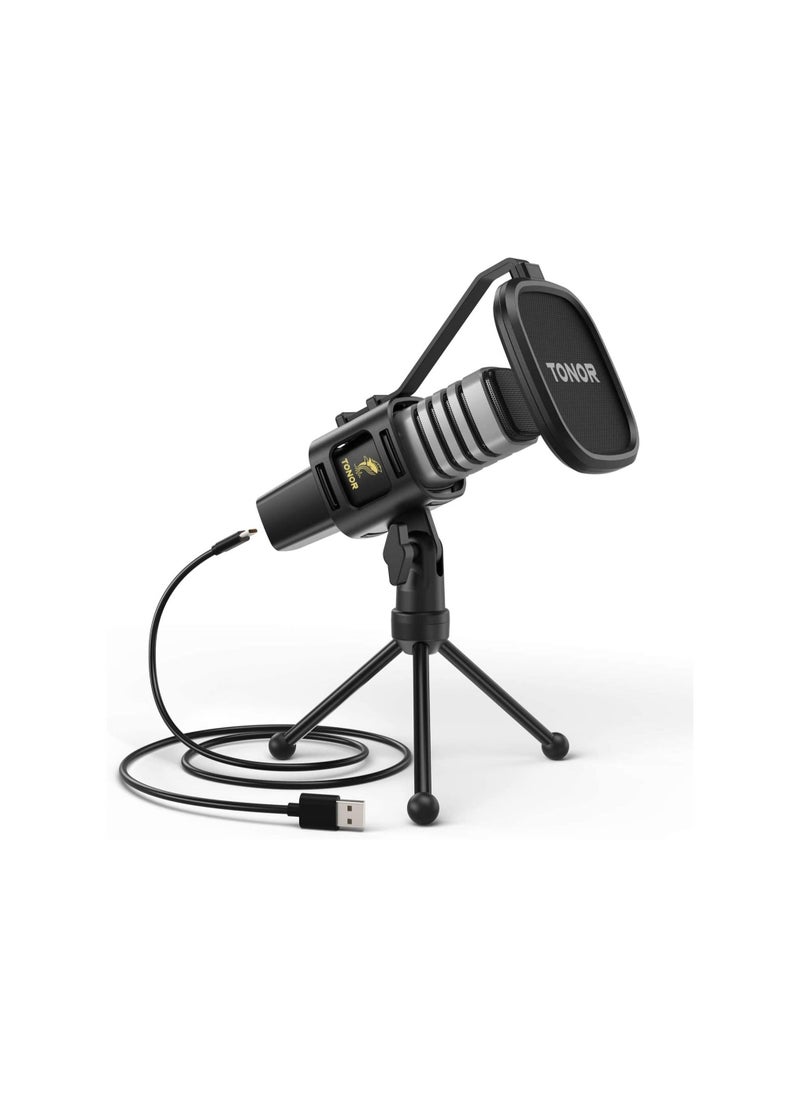 TONOR - USB Microphone, TONOR Cardioid Condenser Computer PC Mic with Tripod Stand, Pop Filter, Shock Mount for Gaming, Streaming, Podcasting, YouTube, Voice Over, Twitch, Compatible with Laptop Desktop, TC30 - Image 1