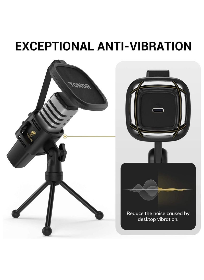 TONOR - USB Microphone, TONOR Cardioid Condenser Computer PC Mic with Tripod Stand, Pop Filter, Shock Mount for Gaming, Streaming, Podcasting, YouTube, Voice Over, Twitch, Compatible with Laptop Desktop, TC30 - Image 1