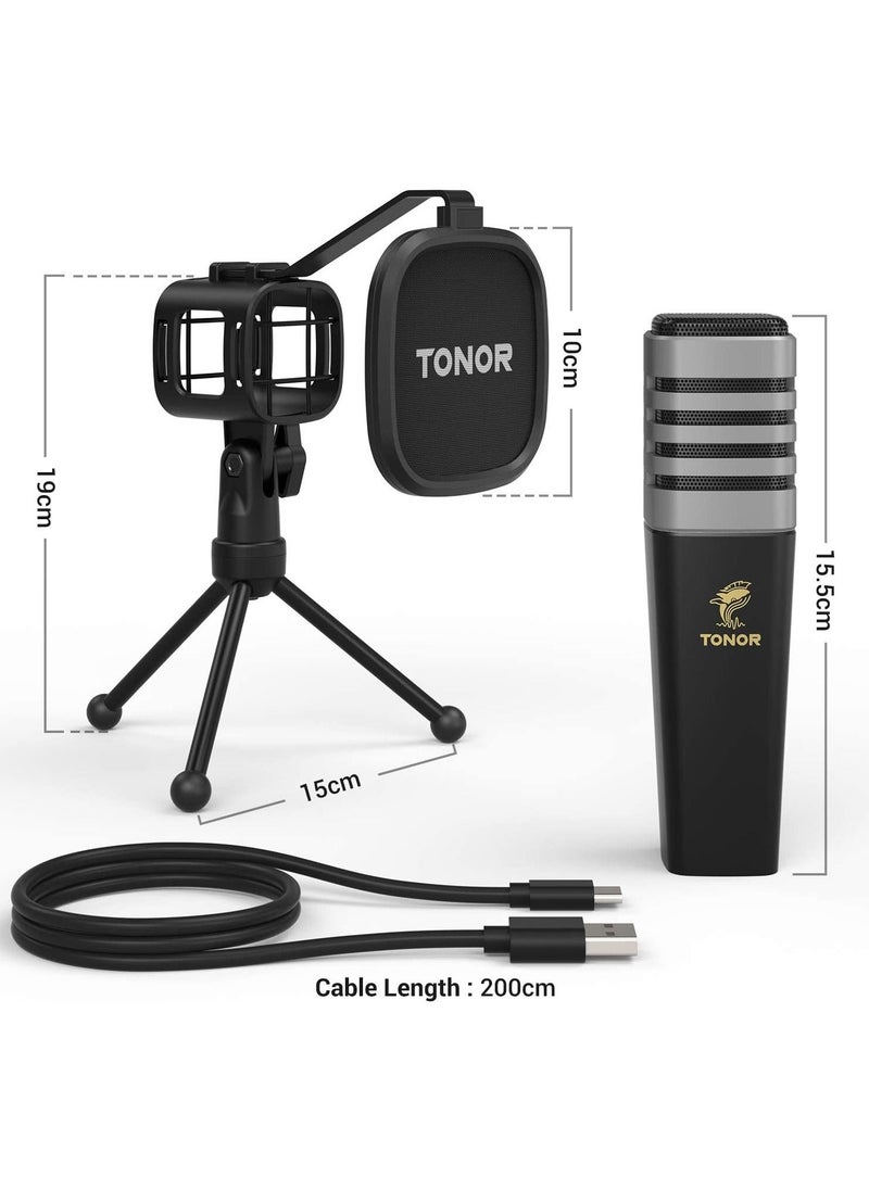 TONOR - USB Microphone, TONOR Cardioid Condenser Computer PC Mic with Tripod Stand, Pop Filter, Shock Mount for Gaming, Streaming, Podcasting, YouTube, Voice Over, Twitch, Compatible with Laptop Desktop, TC30 - Image 1