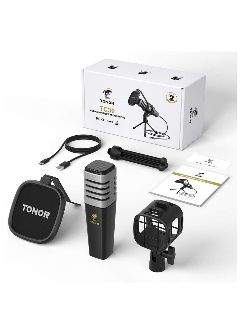TONOR - USB Microphone, TONOR Cardioid Condenser Computer PC Mic with Tripod Stand, Pop Filter, Shock Mount for Gaming, Streaming, Podcasting, YouTube, Voice Over, Twitch, Compatible with Laptop Desktop, TC30 - Image 1