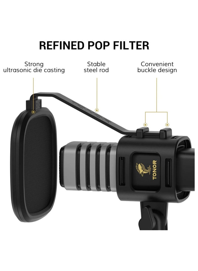 TONOR - USB Microphone, TONOR Cardioid Condenser Computer PC Mic with Tripod Stand, Pop Filter, Shock Mount for Gaming, Streaming, Podcasting, YouTube, Voice Over, Twitch, Compatible with Laptop Desktop, TC30 - Image 1